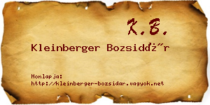 Kleinberger Bozsidár névjegykártya